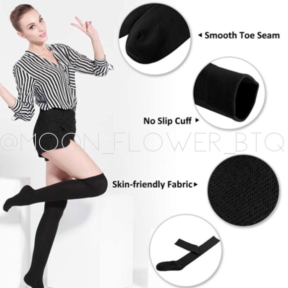 Black Over the Knee Thigh High Socks - Picture 4 of 12